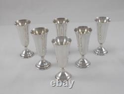 Rare Set 6 Elegant Liqueur Glasses in 925 Sterling Silver USA circa 1930