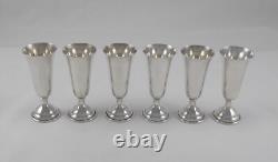 Rare Set 6 Elegant Liqueur Glasses in 925 Sterling Silver USA circa 1930