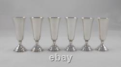 Rare Set 6 Elegant Liqueur Glasses in 925 Sterling Silver USA circa 1930