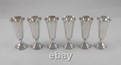 Rare Set 6 Elegant Liqueur Glasses in 925 Sterling Silver USA circa 1930