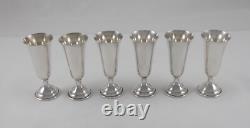 Rare Set 6 Elegant Liqueur Glasses in 925 Sterling Silver USA circa 1930
