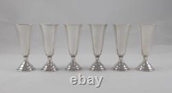 Rare Set 6 Elegant Liqueur Glasses in 925 Sterling Silver USA circa 1930