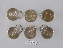 Rare Set 6 Elegant Liqueur Glasses in 925 Sterling Silver USA circa 1930