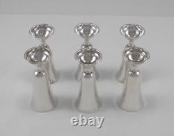 Rare Set 6 Elegant Liqueur Glasses in 925 Sterling Silver USA circa 1930