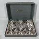 Rare Set Of 6 Sterling Silver & Etched Glass Sherbert Dishes 3 1/4 Tall In Box