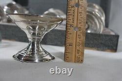 Rare Set Of 6 Sterling Silver & Etched Glass Sherbert Dishes 3 1/4 Tall In Box