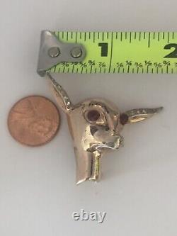 Rare Signed Bates And Bacon 1945 Sterling Gold Vermeil Fawn Head Brooch 925