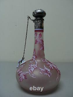 Rare THOMAS WEBB Cameo Art Glass Decanter, GORHAM Sterling Silver, c. 1890