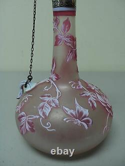 Rare THOMAS WEBB Cameo Art Glass Decanter, GORHAM Sterling Silver, c. 1890