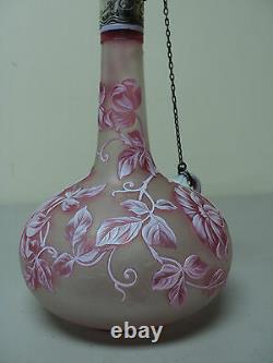 Rare THOMAS WEBB Cameo Art Glass Decanter, GORHAM Sterling Silver, c. 1890