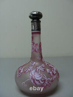 Rare THOMAS WEBB Cameo Art Glass Decanter, GORHAM Sterling Silver, c. 1890