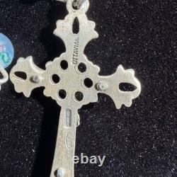 Rare Vintage OTTAVIANI Hand-crafted Glass Rosebud Bead Sterling Silver Rosary