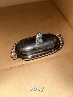 Rare Vintage Prelude Sterling Silver and Glass Butter Dish X2-3