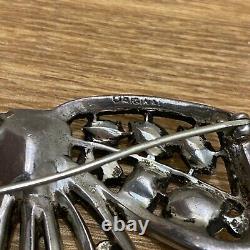 Rare Vintage Signed Eisenberg Original Sterling 1940s Rhinestone Bow Brooch Pin