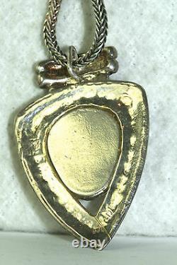 Rare Vtg 1990's Sterling Silver Ancient Roman Glass Necklace Amulet Pendant