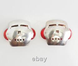 Rare sterling silver red glass Robot clip on art earrings by An-Khang Vu-Cong