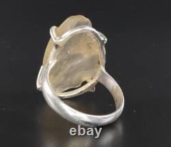 Raw Libyan Desert Glass Sterling Silver Ring size 57 US 8 1/4 COA & Box pw