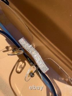 Real 925 Silver VVS Baguette MOISSANITE Clear Sunglasses Iced Custom Buffs
