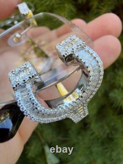 Real 925 Silver VVS Baguette MOISSANITE Clear Sunglasses Iced Custom Buffs