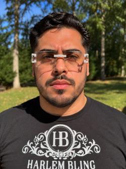Real 925 Silver VVS Baguette MOISSANITE Clear Sunglasses Iced Custom Buffs