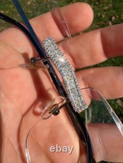 Real 925 Silver VVS Baguette MOISSANITE Clear Sunglasses Iced Custom Buffs