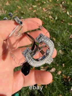 Real 925 Silver VVS Baguette MOISSANITE Clear Sunglasses Iced Custom Buffs