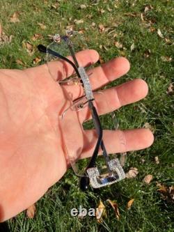 Real 925 Silver VVS Baguette MOISSANITE Clear Sunglasses Iced Custom Buffs