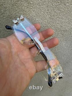 Real 925 Silver VVS Baguette MOISSANITE Clear Sunglasses Iced Custom Buffs