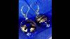 Real Murano Glass Dark Blue Round Drop Earrings Sterling Silver