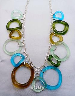 Recycled Glass Sterling Silver Necklace Gypsy Ruffle by Smart Glass 20