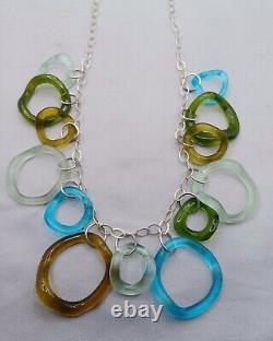 Recycled Glass Sterling Silver Necklace Gypsy Ruffle by Smart Glass 20