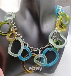 Recycled Glass Sterling Silver Necklace Gypsy Ruffle by Smart Glass 20