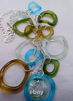 Recycled Glass Sterling Silver Necklace Gypsy Ruffle by Smart Glass 20