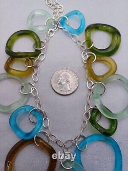 Recycled Glass Sterling Silver Necklace Gypsy Ruffle by Smart Glass 20