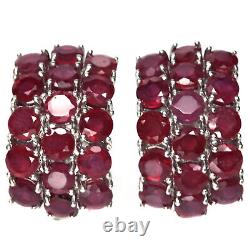 Red Heated-Ruby Earrings 925 Sterling Silver White Gold Plated