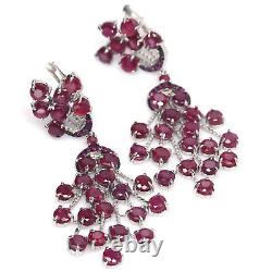 Red Heated-Ruby & Pink Sapphire Drop-Earrings 925 Sterling Silver