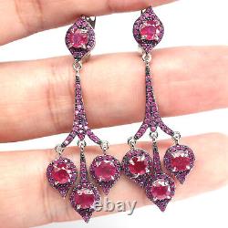 Red Heated-Ruby & Pink Sapphire Earrings 925 Sterling Silver