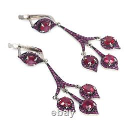 Red Heated-Ruby & Pink Sapphire Earrings 925 Sterling Silver