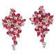 Red Heated-ruby & White Cubic-zirconia Earrings 925 Sterling Silver
