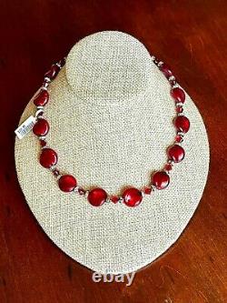 Red Murano Glass and Sterling Silver Luckyclover Necklace