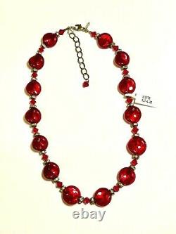 Red Murano Glass and Sterling Silver Luckyclover Necklace