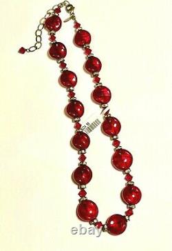 Red Murano Glass and Sterling Silver Luckyclover Necklace
