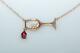 Red Wine Glass Pendant 0.25ct Round Diamond & Ruby 14k Rose Gold Over With Chain