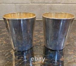 Reed & Barton Sterling Silver Glass-Lined Gold Wash Tumblers Set of 2