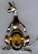 Reja Vintage Gold Wash Sterling Rhinestone Faceted Golden Glass Kangaroo Pin