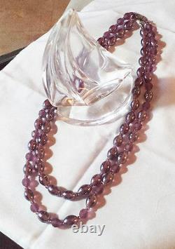 Retro Glamour handmade vintage amethyst colored glass necklace, sterling silver