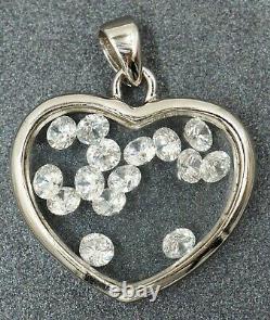 Rhinestone Heart Shaped 925 Sterling Silver Womens Girls pendant