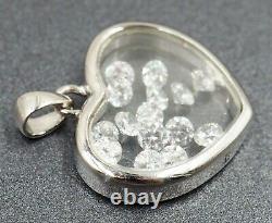 Rhinestone Heart Shaped 925 Sterling Silver Womens Girls pendant