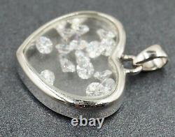 Rhinestone Heart Shaped 925 Sterling Silver Womens Girls pendant