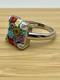 Ring Floral Alan K. Multicolor Murano Glass Sterling Silver Ring, Sz 7